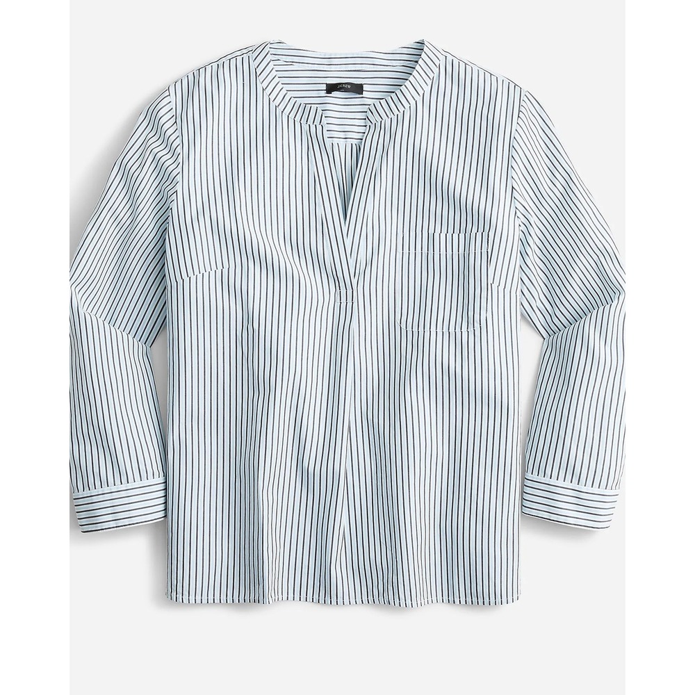 J. Crew Reimagined‎ Striped Button Up Shirt Women's XS Band Collar Long Sleeve